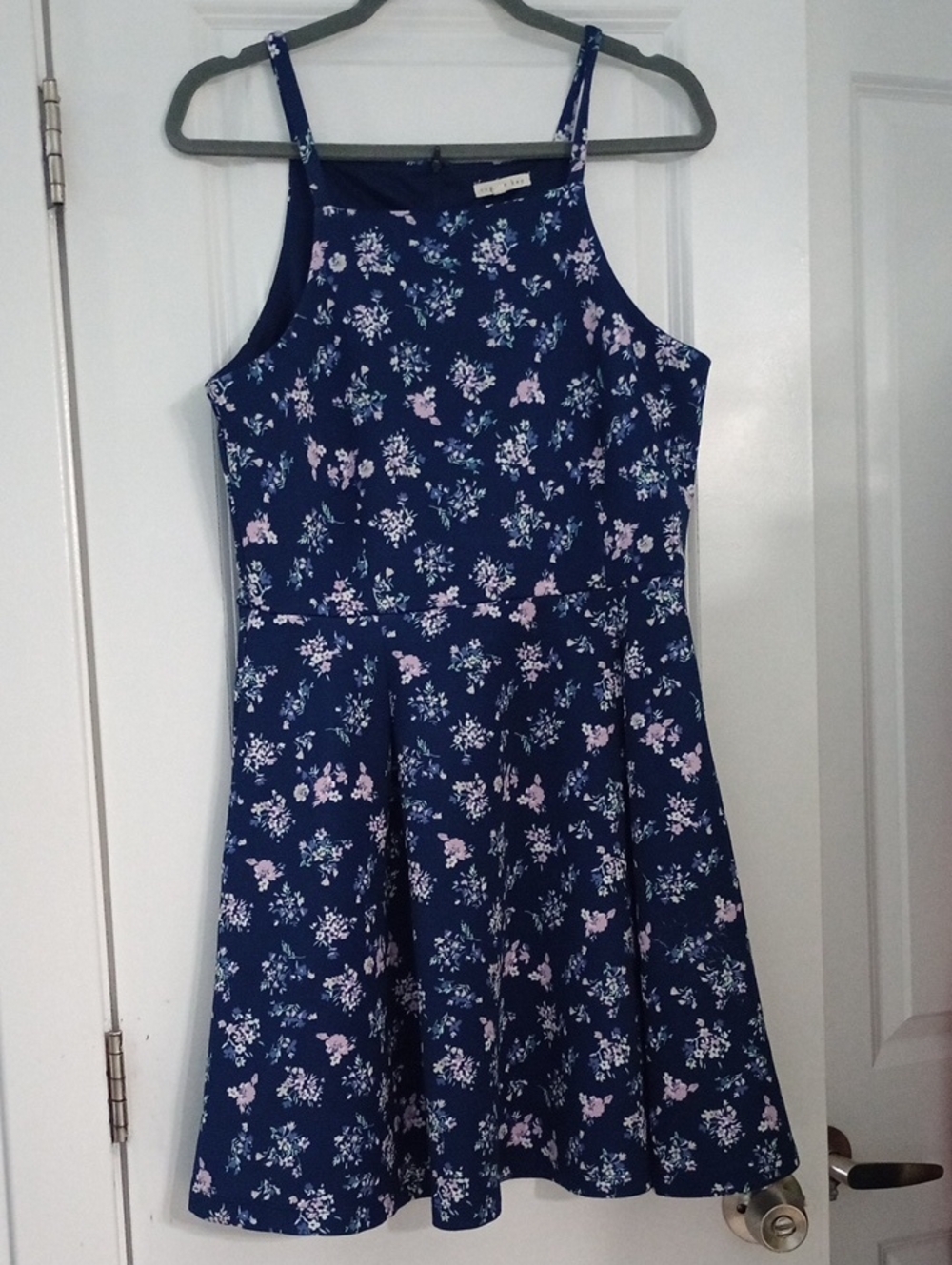 Copper Key Navy Blue Floral Midi Dress Size XL